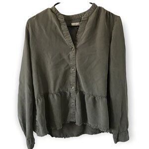 3/$15 Harper 100% lyocell olive green long sleeve top (T7)